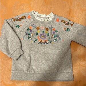 Mini Boden Gray Sweatshirt with Colorful Embroidery